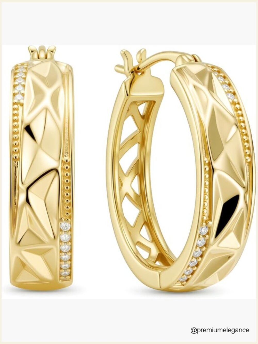 14k Gold Plated Geometric Hoop Earrings 20mm Hypoallergenic Huggie